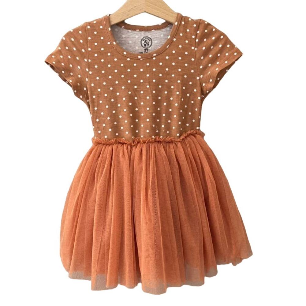 Taylor Joelle Polka Dot Tutu Dress - Orange Clay Terracotta - 2T